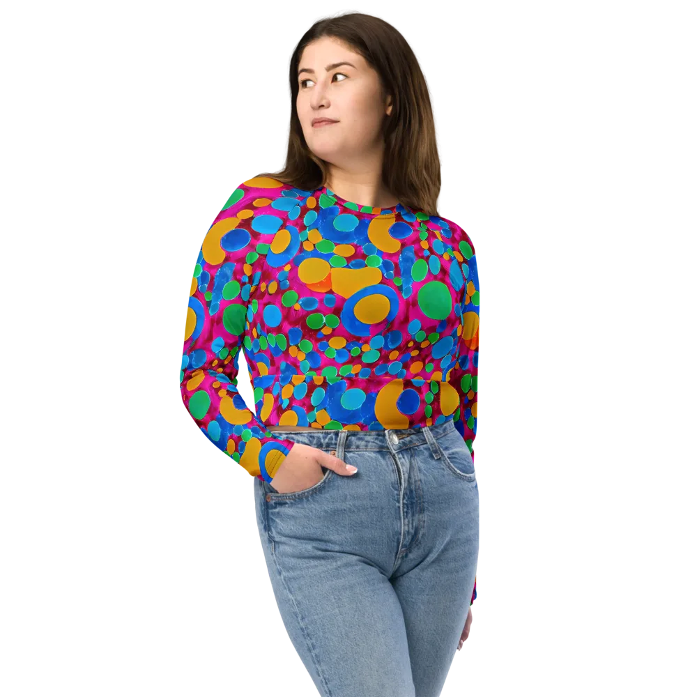 Chromatic Pebble Rush on Long Sleeve Crop Top — Front