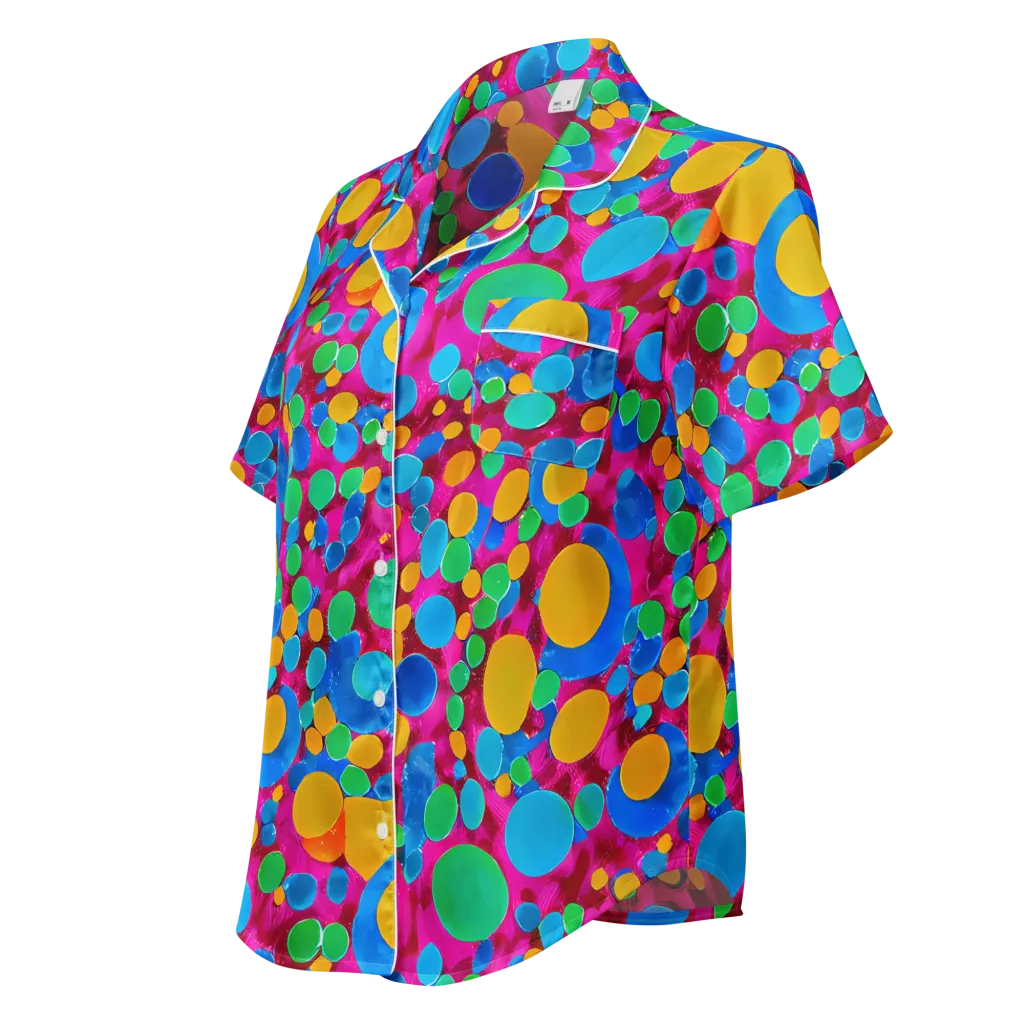 Chromatic Pebble Rush on Women's Short Sleeve Pajama Top — Left Front