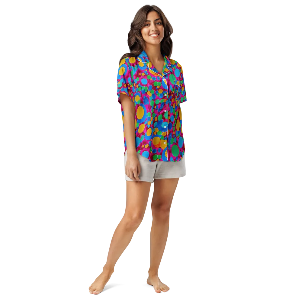 Chromatic Pebble Rush on Women's Short Sleeve Pajama Top — Front