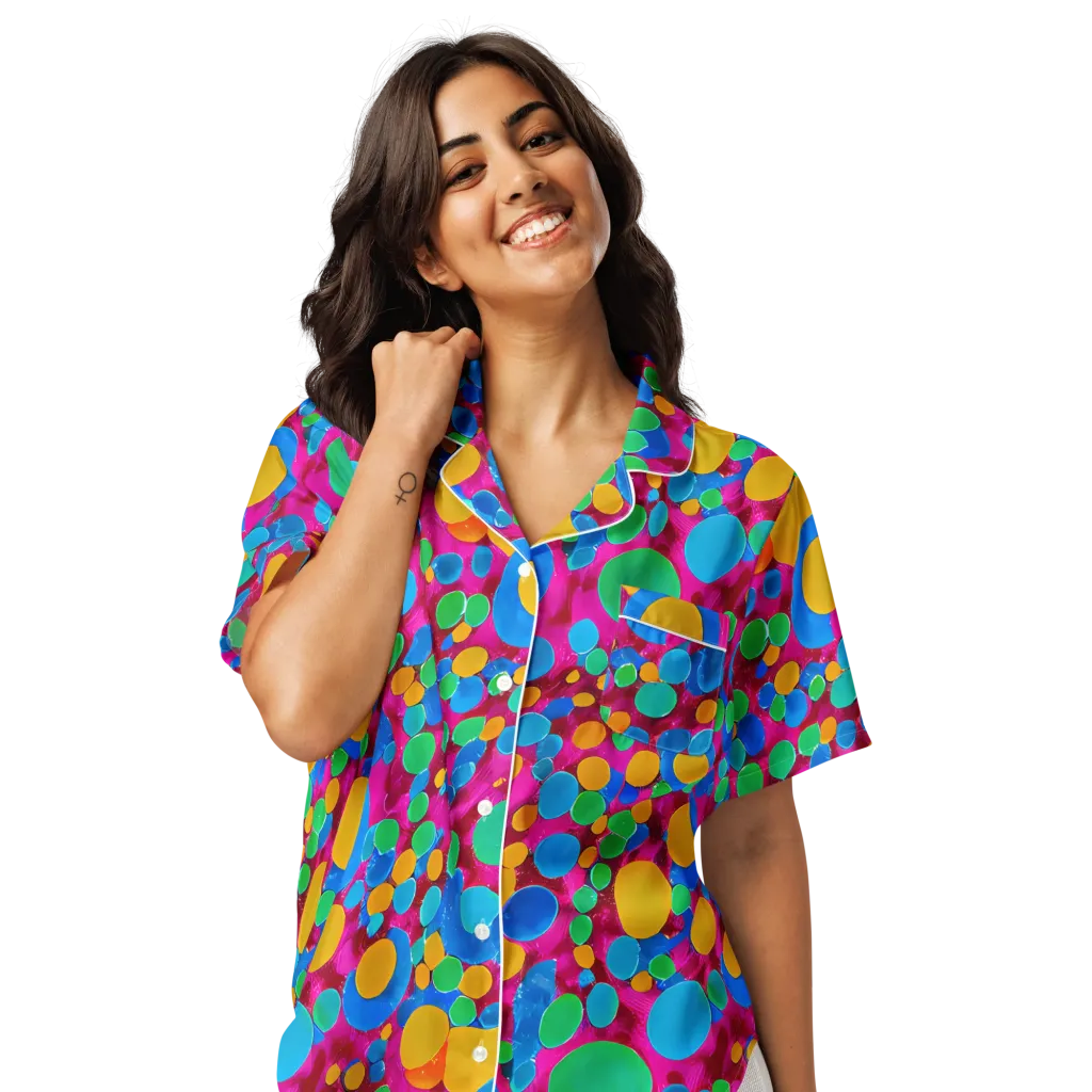 Chromatic Pebble Rush on Women's Short Sleeve Pajama Top — Front