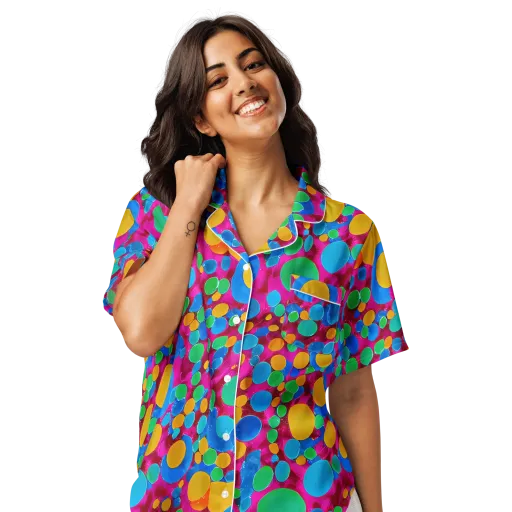 Chromatic Pebble Rush on a Women's Short Sleeve Pajama Top