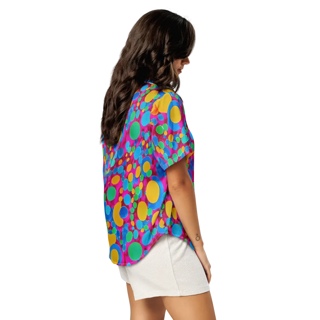 Chromatic Pebble Rush on Women's Short Sleeve Pajama Top — Right Back