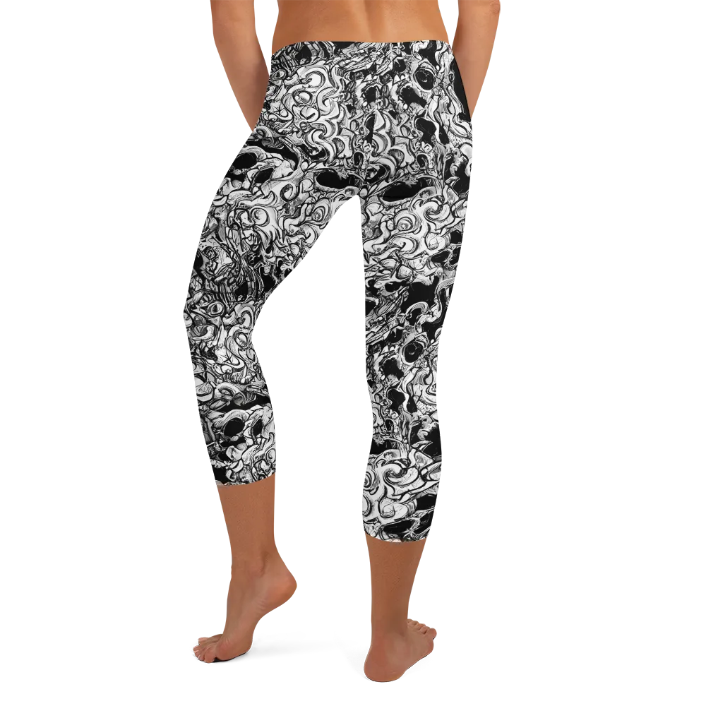 Ebon Labyrinth on Capri Leggings — Back