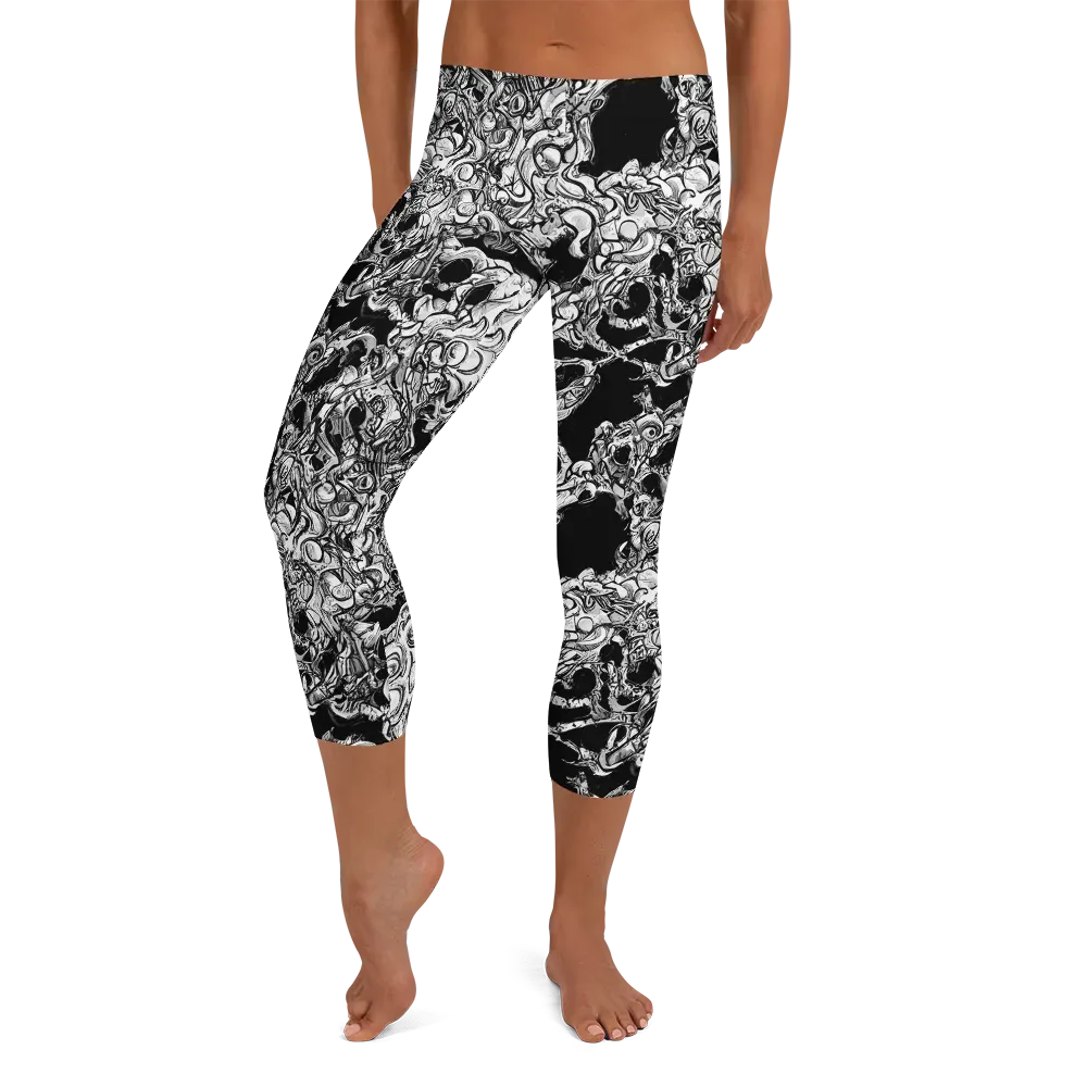 Ebon Labyrinth on Capri Leggings — Front