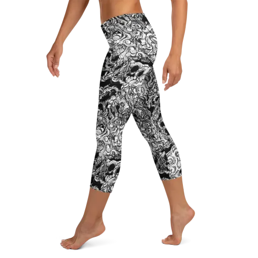 Ebon Labyrinth on a Capri Leggings