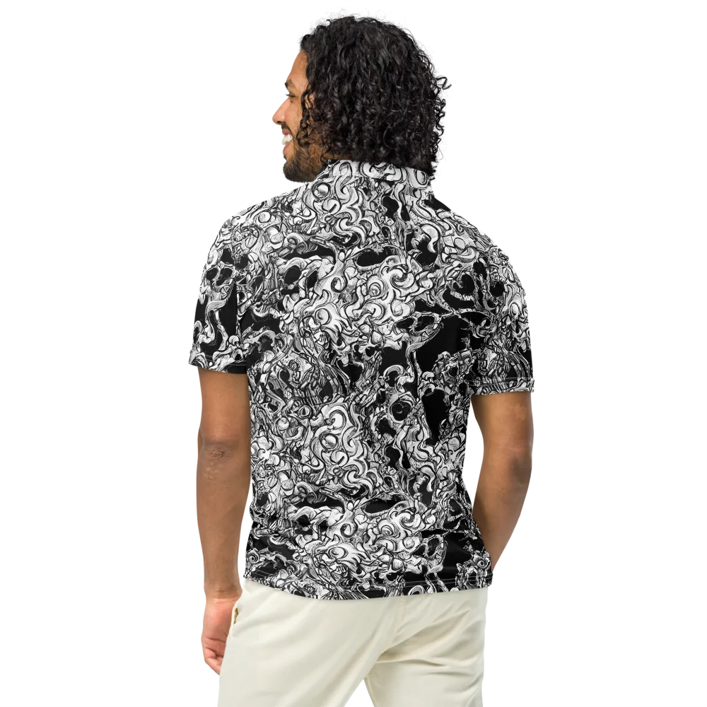Ebon Labyrinth on Men's Slim Fit Polo Shirt — Back