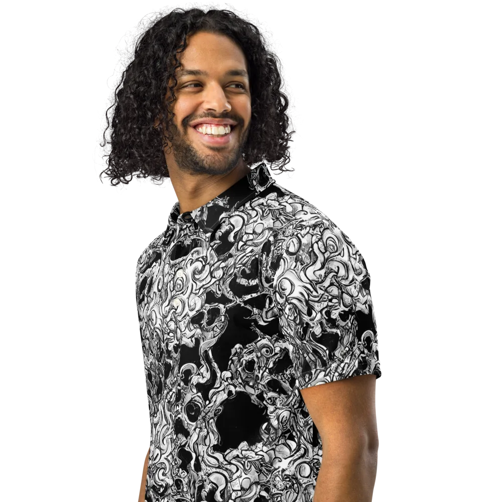 Ebon Labyrinth on Men's Slim Fit Polo Shirt — Left Front