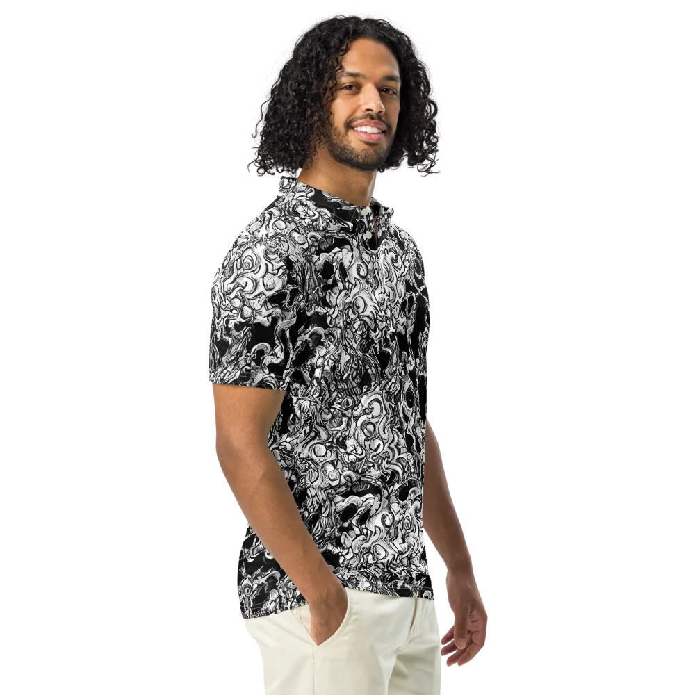 Ebon Labyrinth on Men's Slim Fit Polo Shirt — Right Front