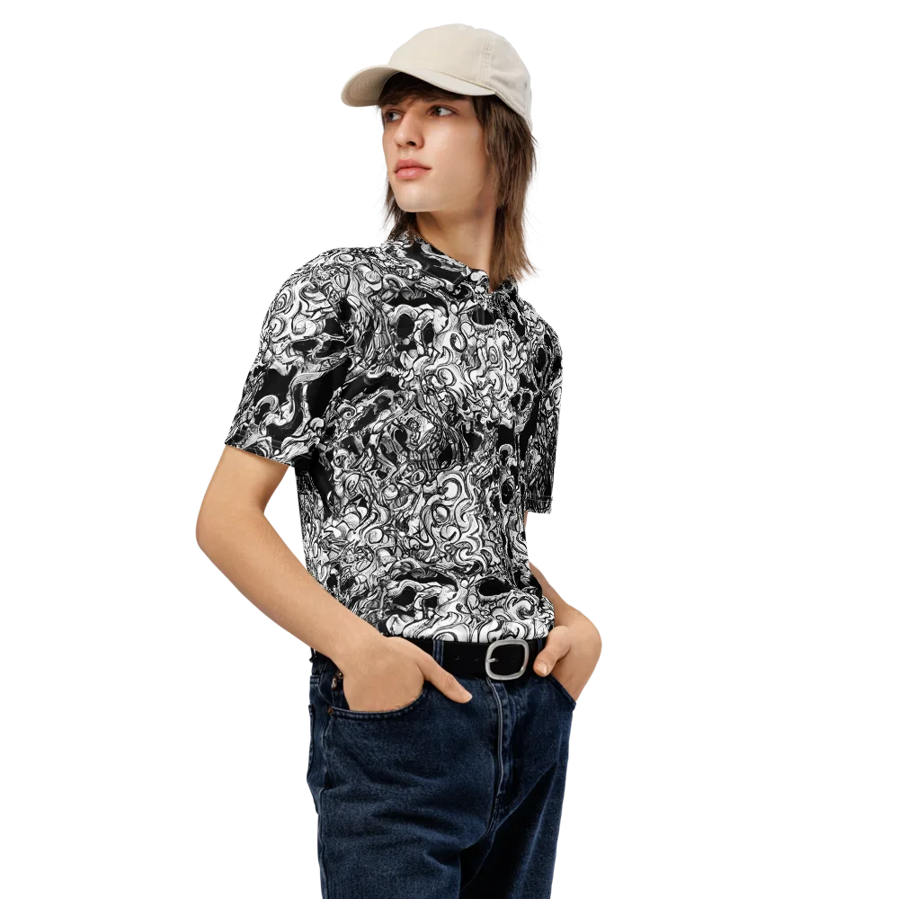 Ebon Labyrinth on Men's Slim Fit Polo Shirt — Right Front