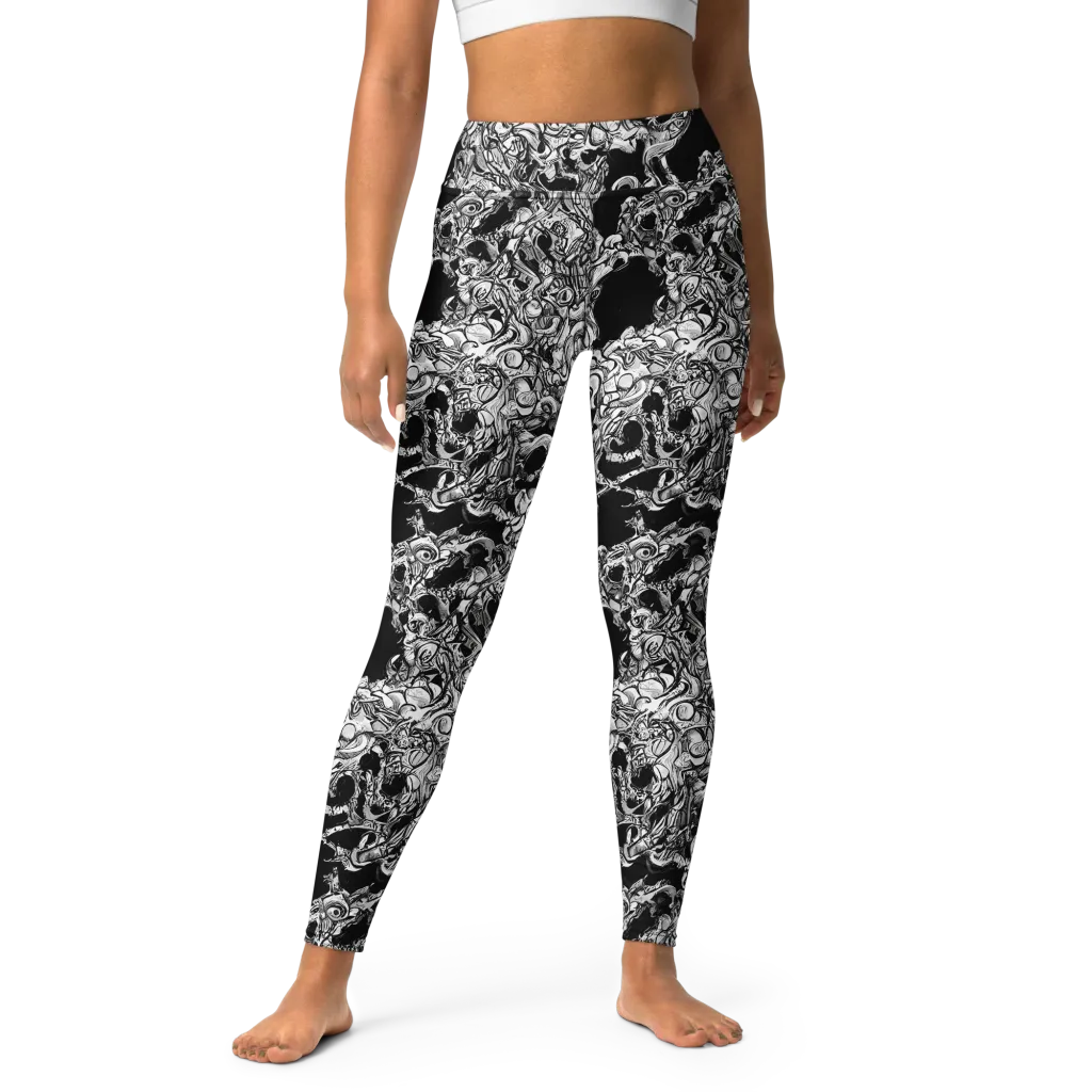 Ebon Labyrinth on Yoga Leggings — Front