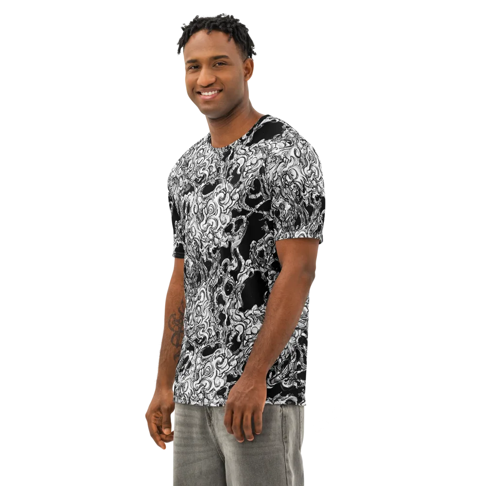 Ebon Labyrinth on Men's Cotton Crew Neck T-Shirt — Left Front