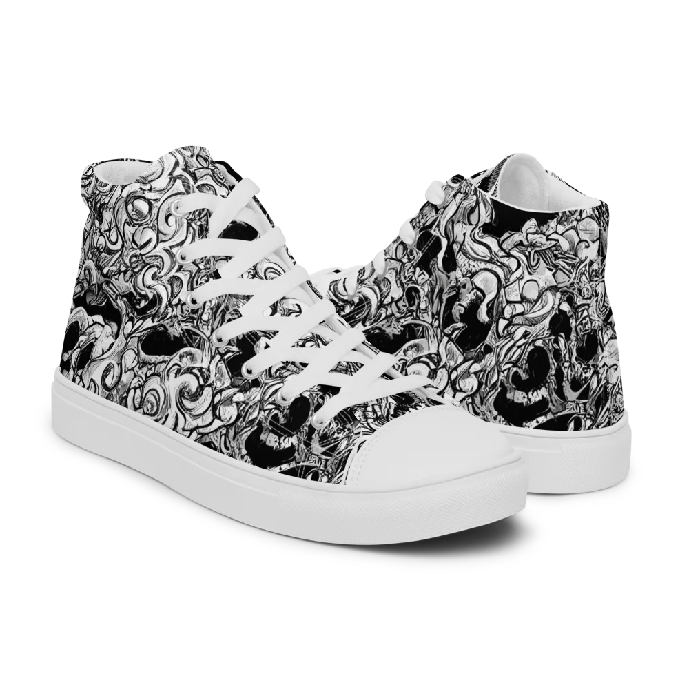 Ebon Labyrinth on Men's High Top Canvas Shoes — Right
