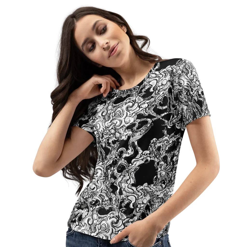 Ebon Labyrinth on Women's Crew Neck T-Shirt — Left Front