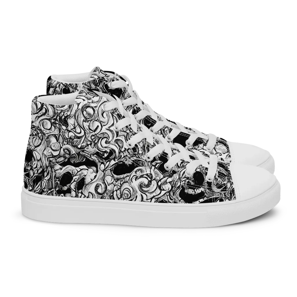 Ebon Labyrinth on Women's High Top Canvas Shoes — Right