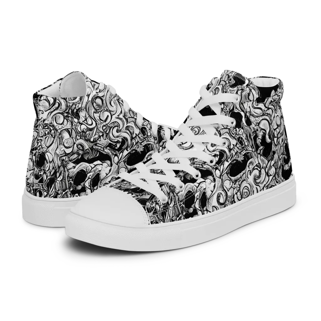 Ebon Labyrinth on Women's High Top Canvas Shoes — Left