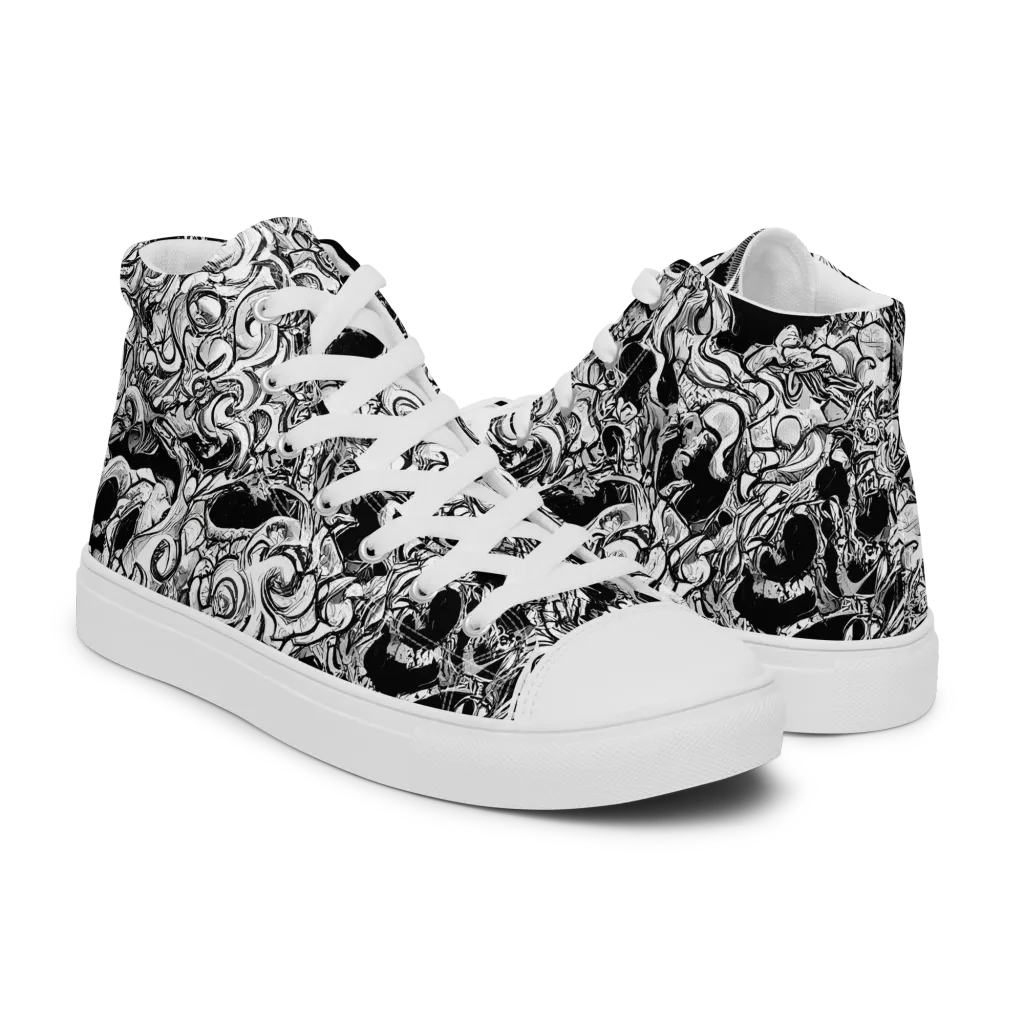 Ebon Labyrinth on Women's High Top Canvas Shoes — Right
