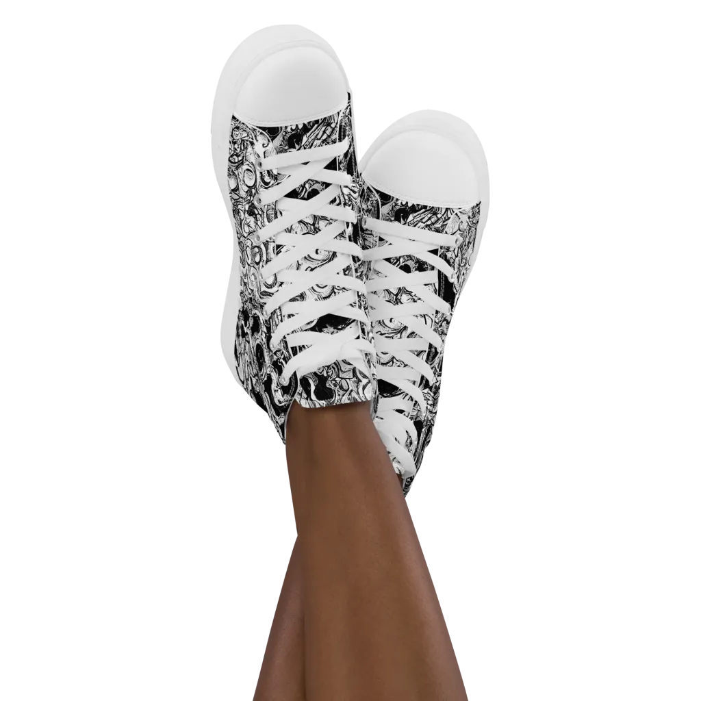 Ebon Labyrinth on Women's High Top Canvas Shoes — Front