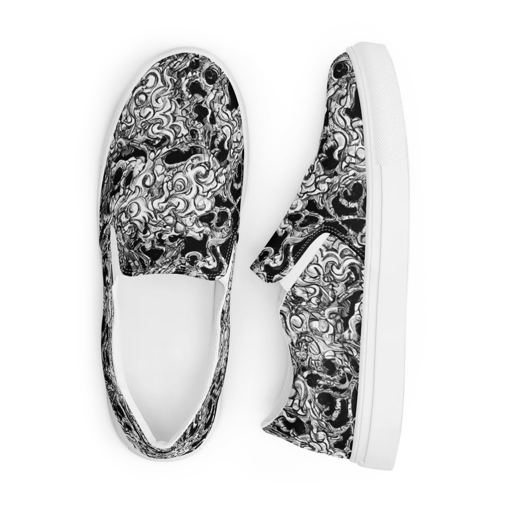 Ebon Labyrinth on Men's Slip-On Canvas Shoes — Front