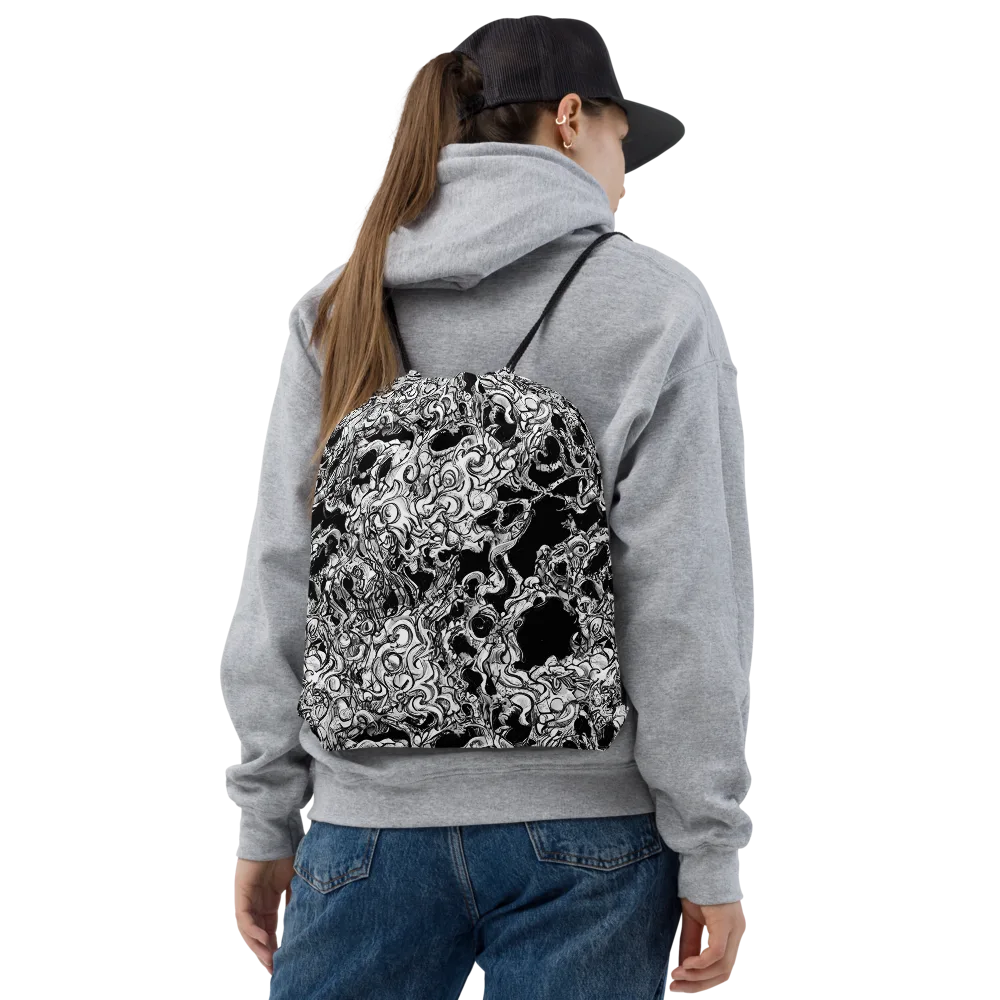 Ebon Labyrinth on Drawstring Bag — Front
