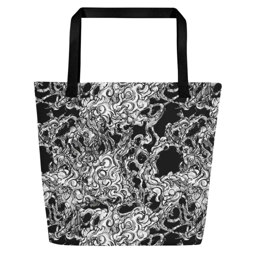 Ebon Labyrinth on a Large Tote Bag W/ Pocket