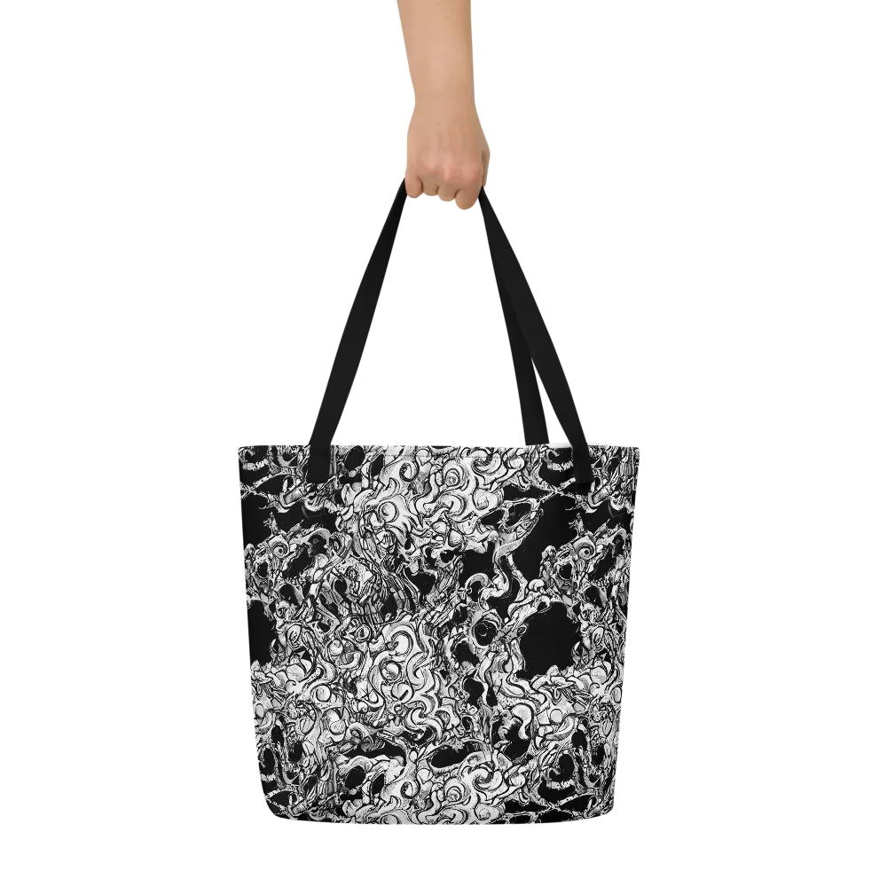 Ebon Labyrinth on Large Tote Bag W/ Pocket — Front