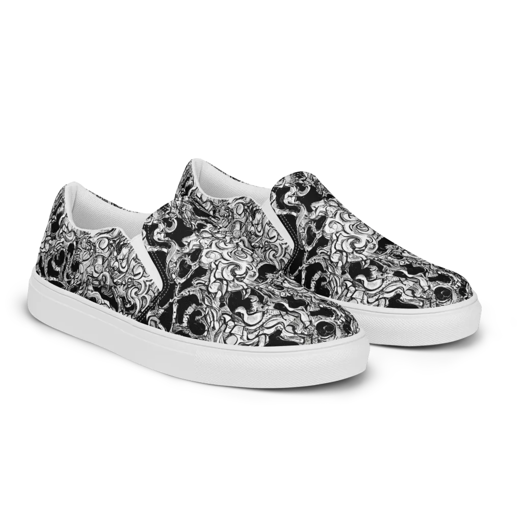 Ebon Labyrinth on Women's Slip-On Canvas Shoes — Right Front