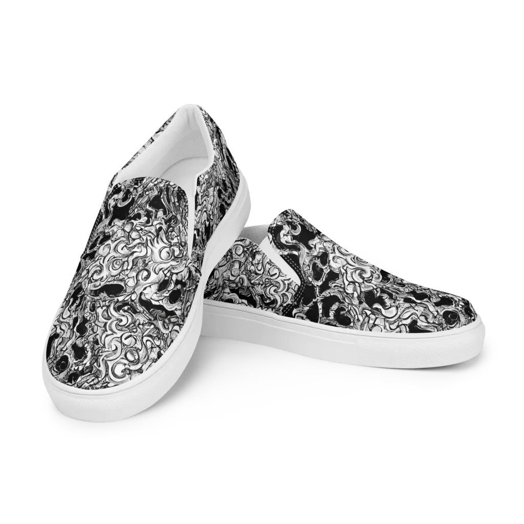 Ebon Labyrinth on Women's Slip-On Canvas Shoes — Left Front