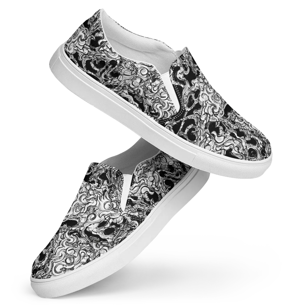 Ebon Labyrinth on Women's Slip-On Canvas Shoes — Front