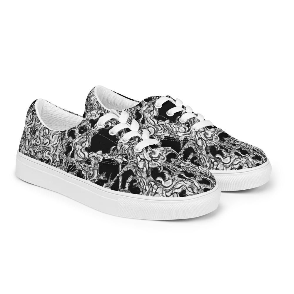 Ebon Labyrinth on Men's Lace-Up Canvas Shoes — Right Front