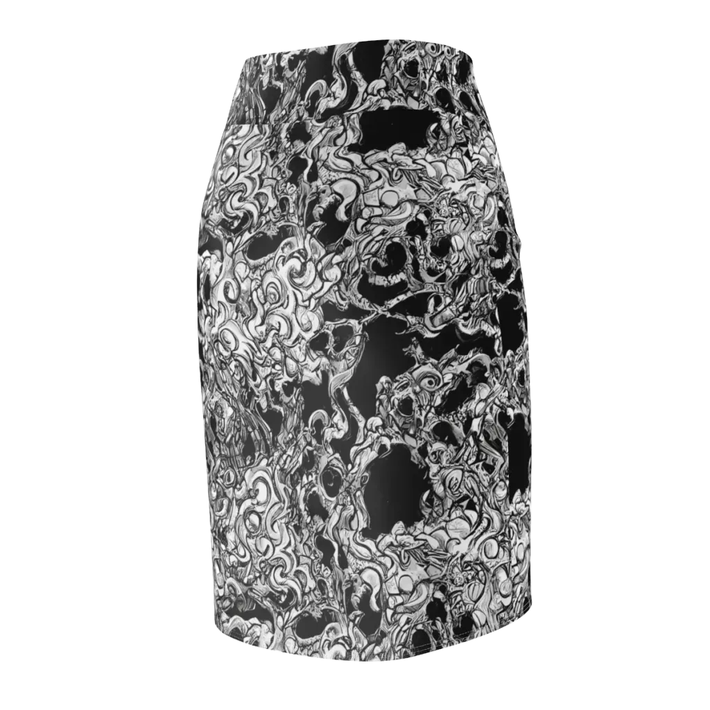 Ebon Labyrinth on Pencil Skirt — Back Side