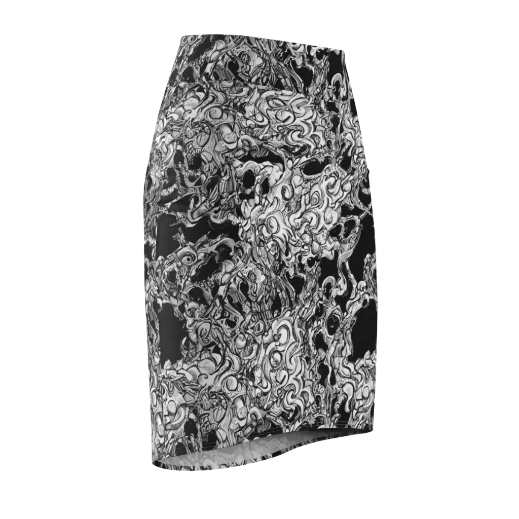Ebon Labyrinth on Pencil Skirt — Front Side