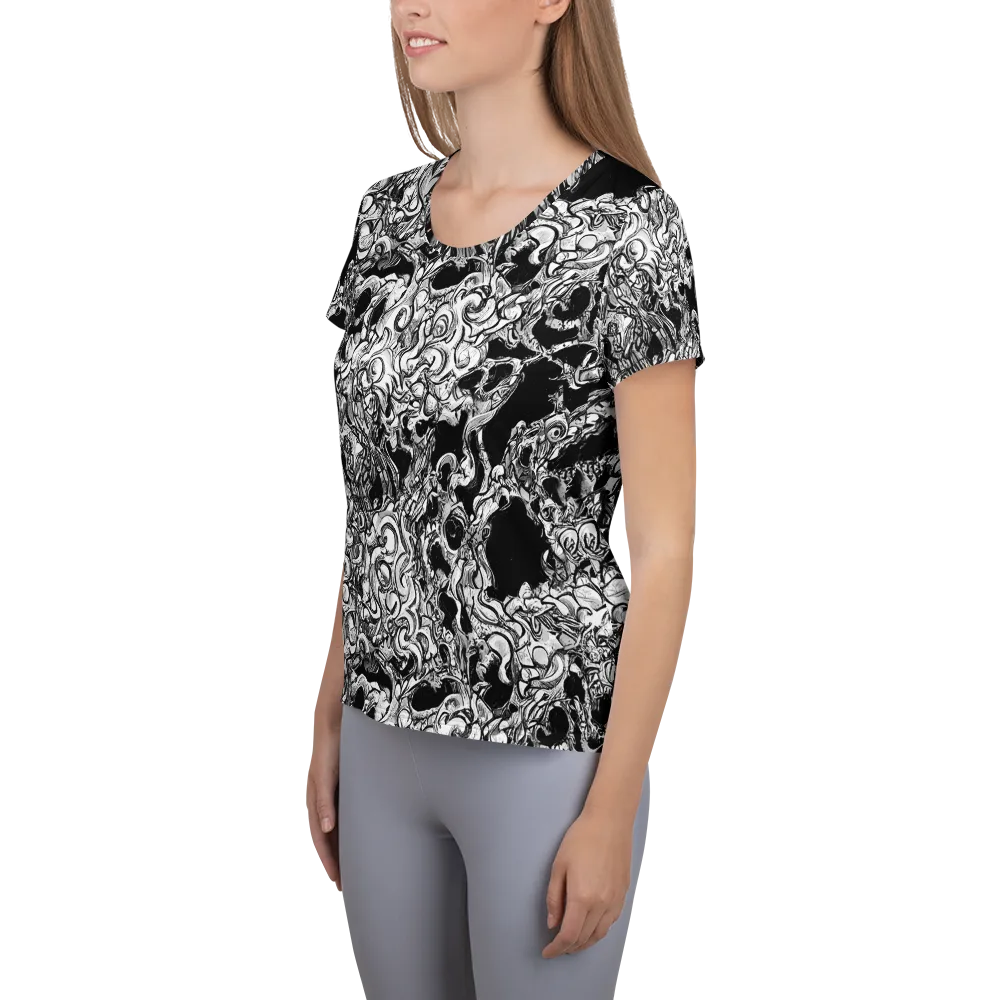 Ebon Labyrinth on Women's Athletic T-Shirt — Left