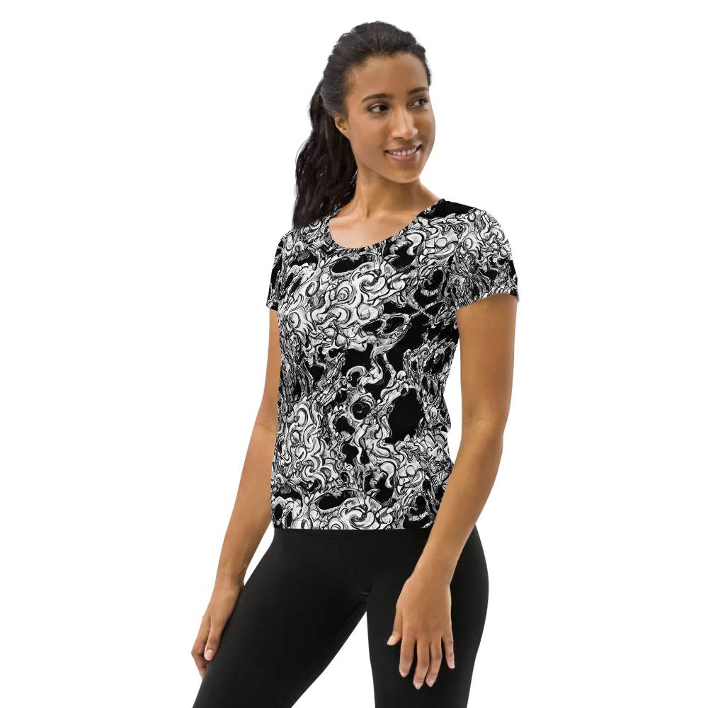 Ebon Labyrinth on Women's Athletic T-Shirt — Left