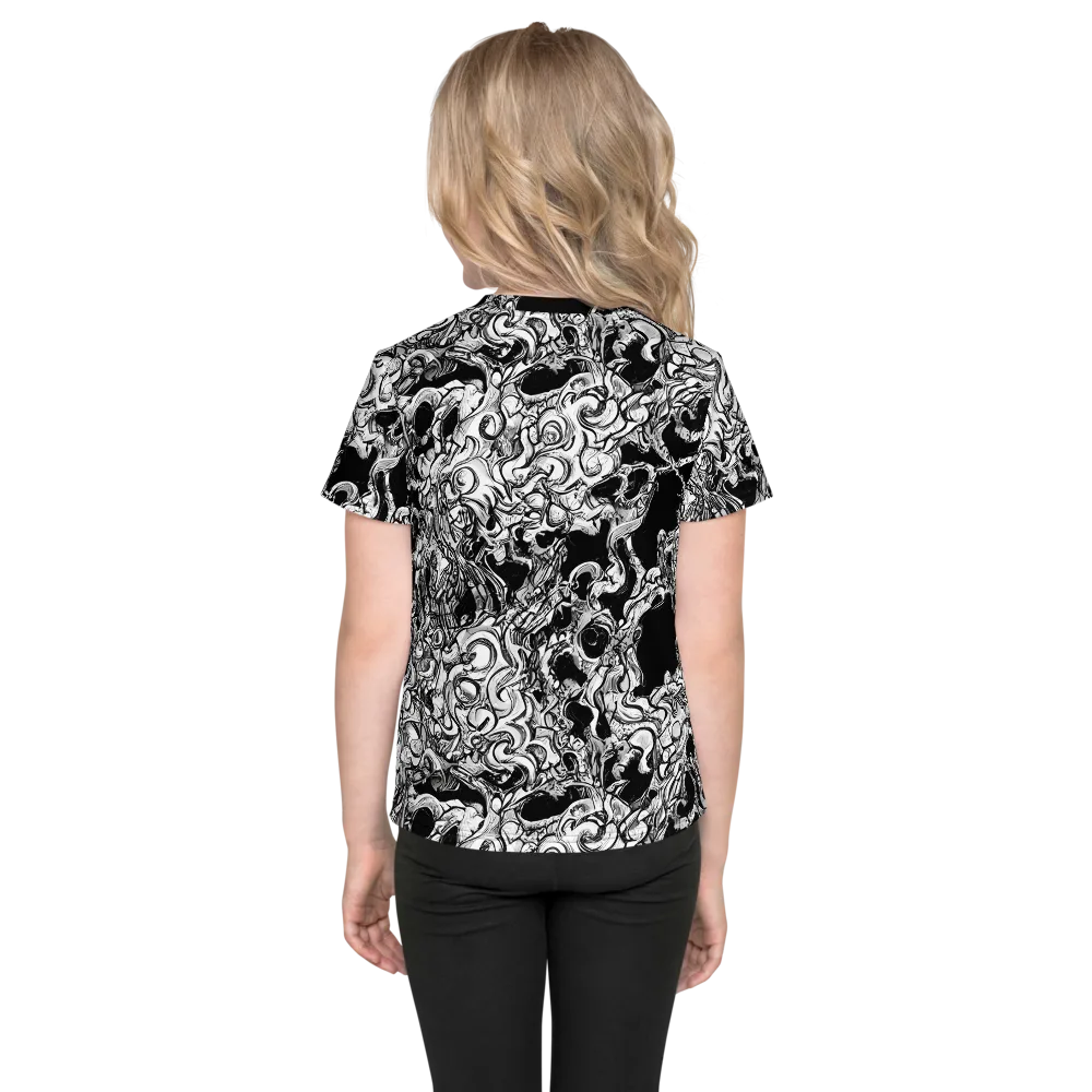 Ebon Labyrinth on Kids Crew Neck T-Shirt — Back
