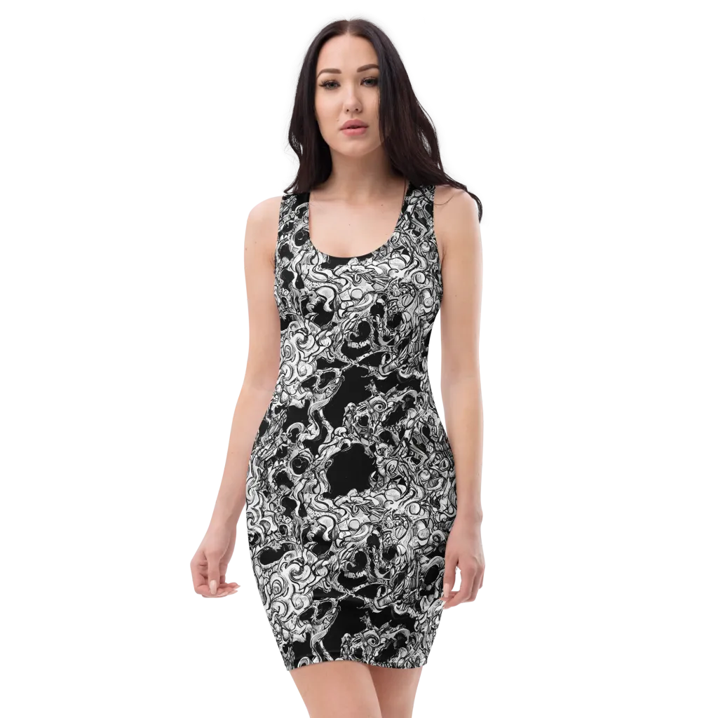 Ebon Labyrinth on Bodycon Dress — Front