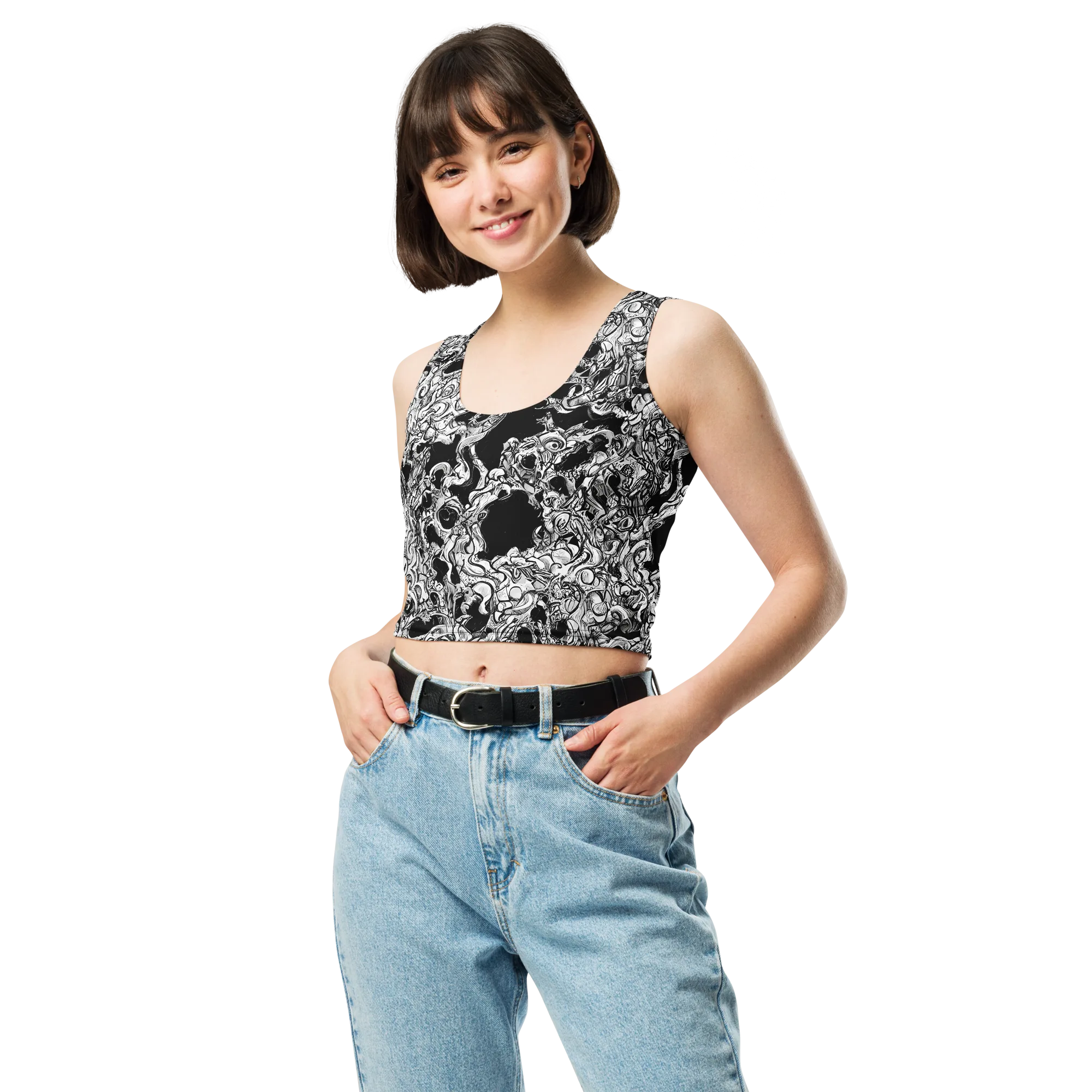 Ebon Labyrinth on Crop Top — Front