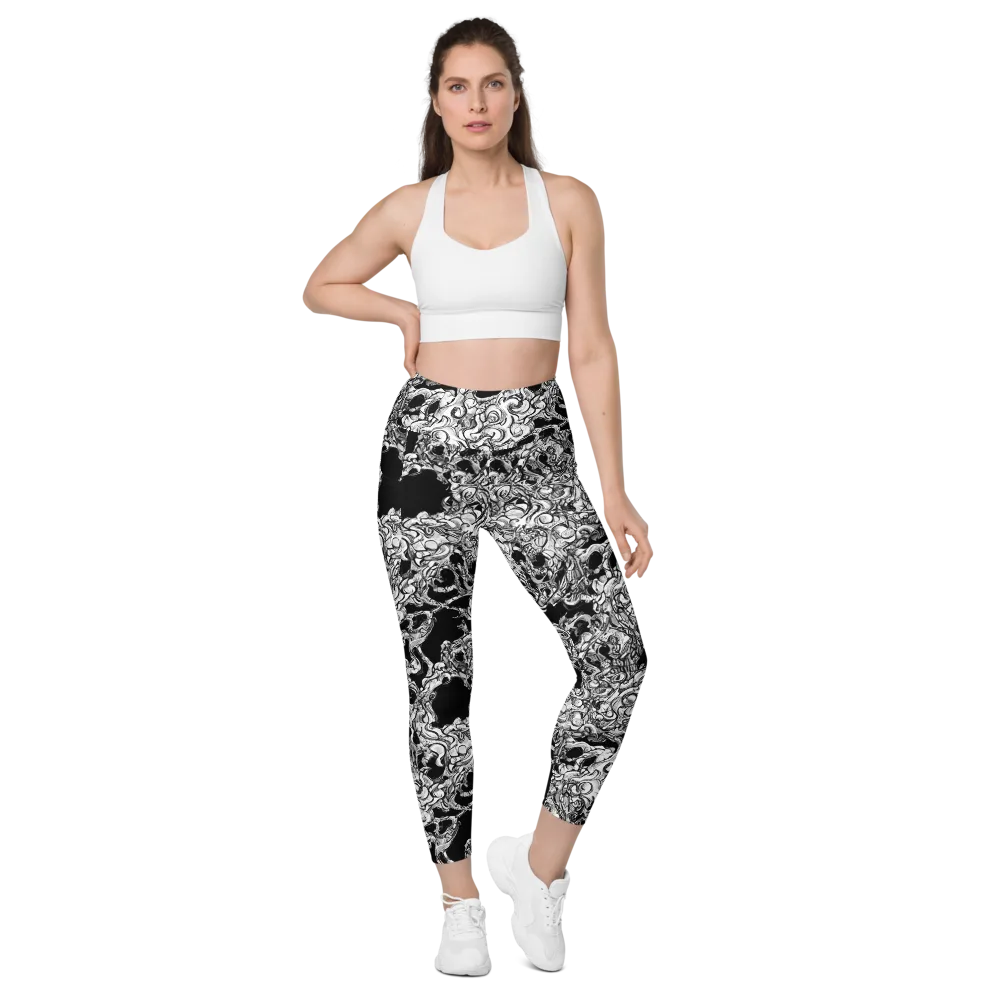 Ebon Labyrinth on Leggings with Pockets — Front