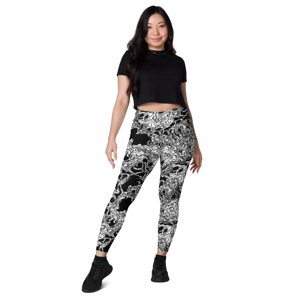 Ebon Labyrinth on Leggings with Pockets — Front