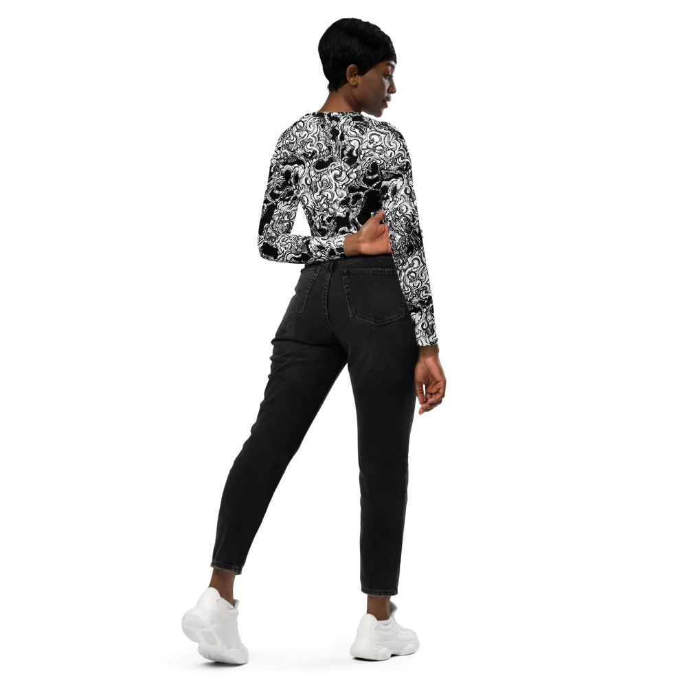 Ebon Labyrinth on Long Sleeve Crop Top — Right Back