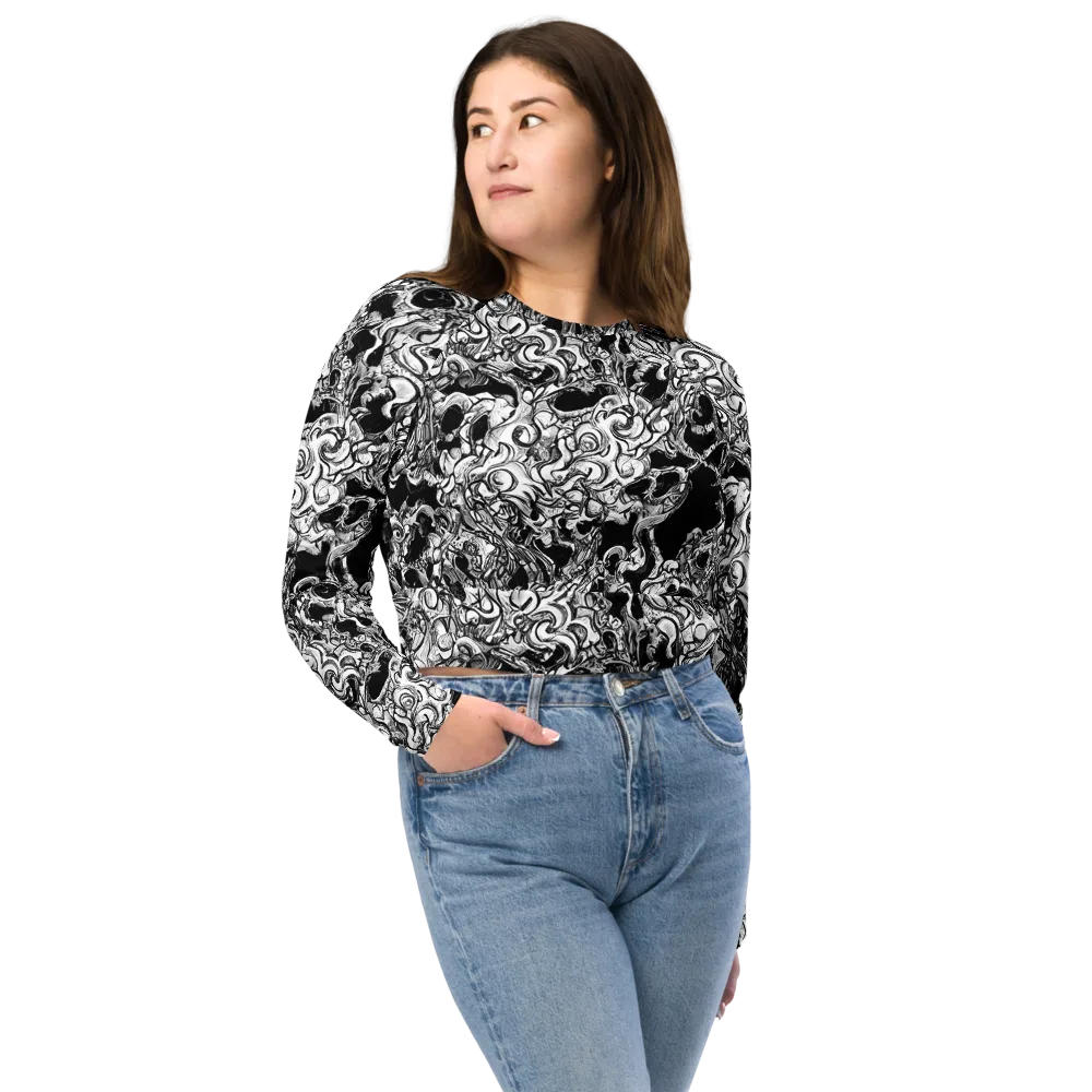 Ebon Labyrinth on Long Sleeve Crop Top — Front