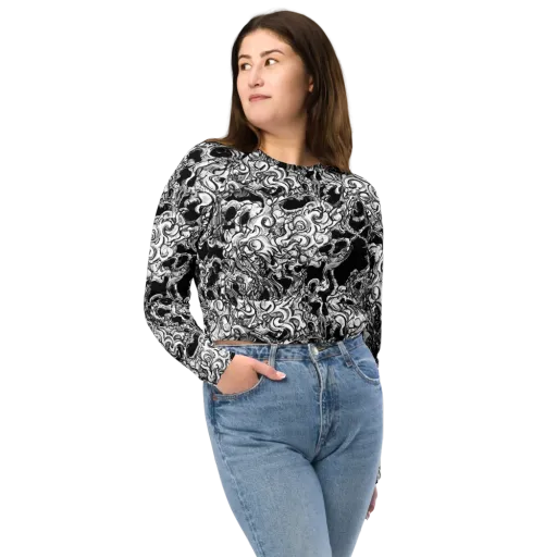 Ebon Labyrinth on a Long Sleeve Crop Top