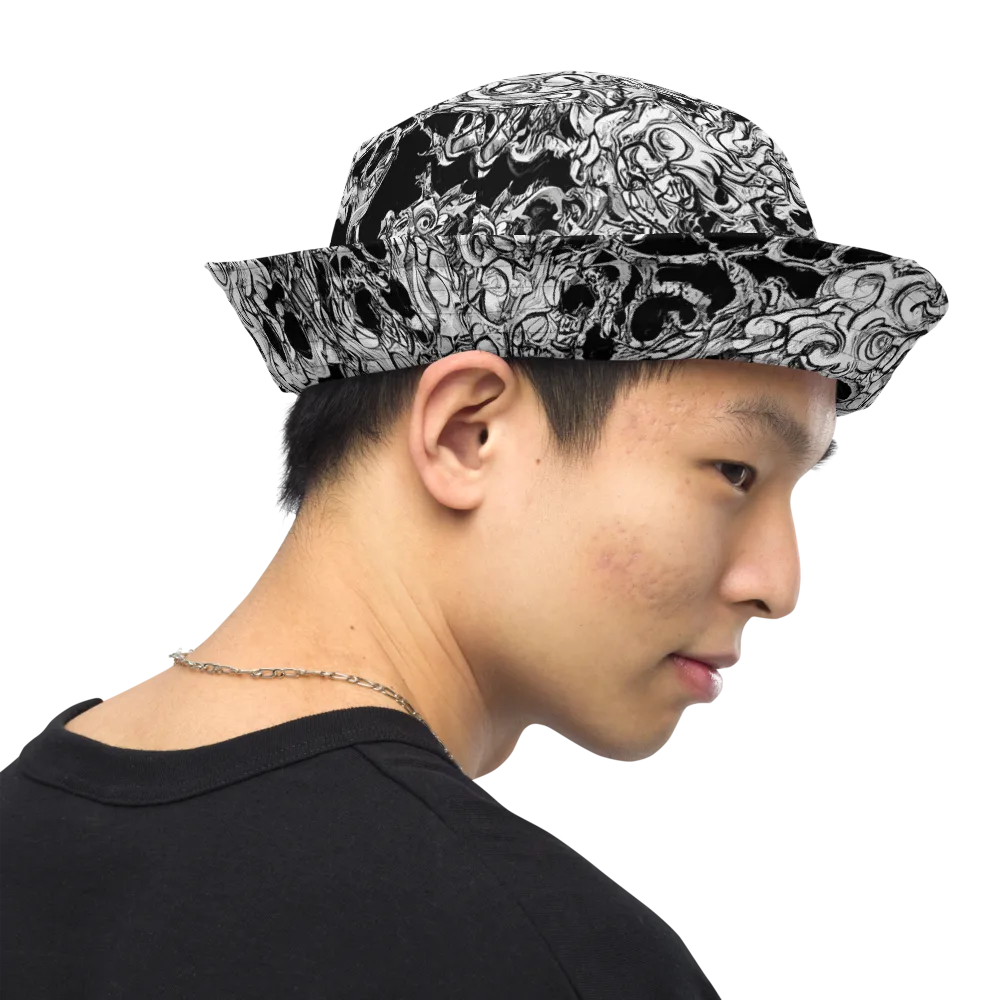 Ebon Labyrinth on Reversible Bucket Hat — Right Outside