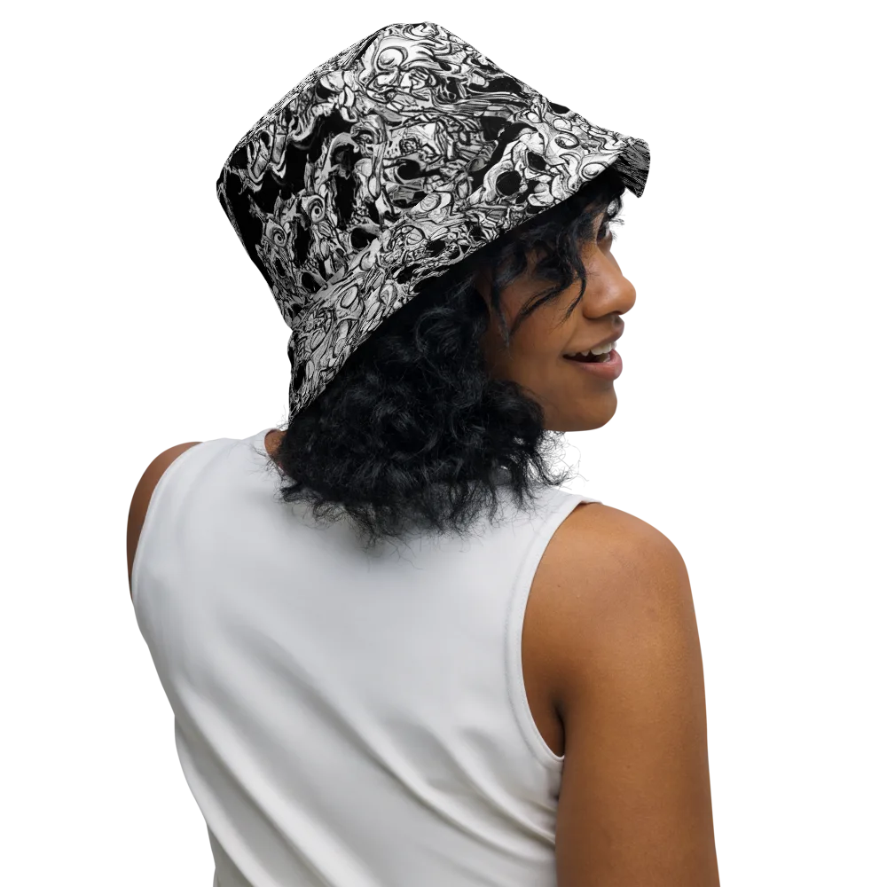 Ebon Labyrinth on Reversible Bucket Hat — Right Outside