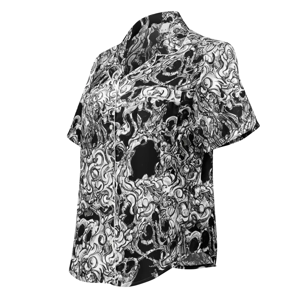Ebon Labyrinth on Women's Short Sleeve Pajama Top — Left Front