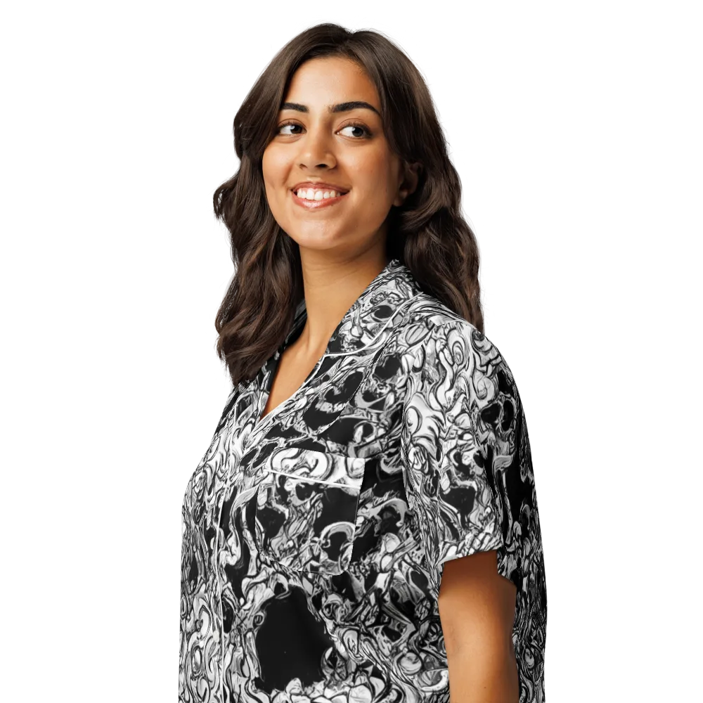 Ebon Labyrinth on Women's Short Sleeve Pajama Top — Left Front