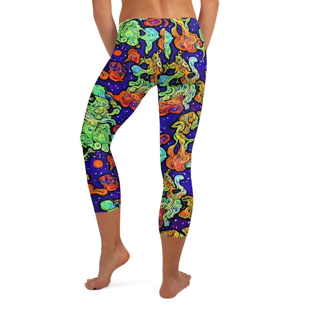 Midnight Reef on Capri Leggings — Back