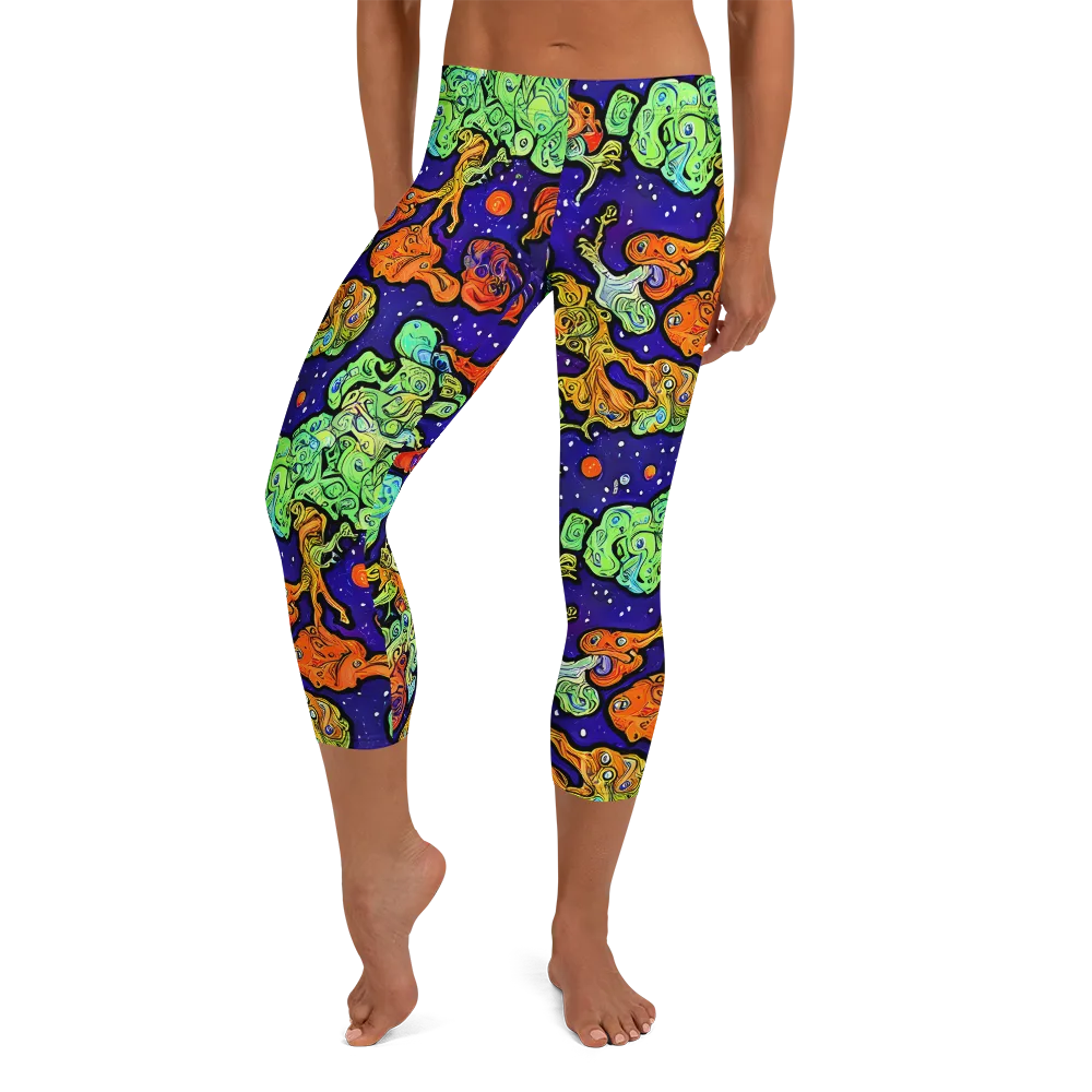Midnight Reef on Capri Leggings — Front