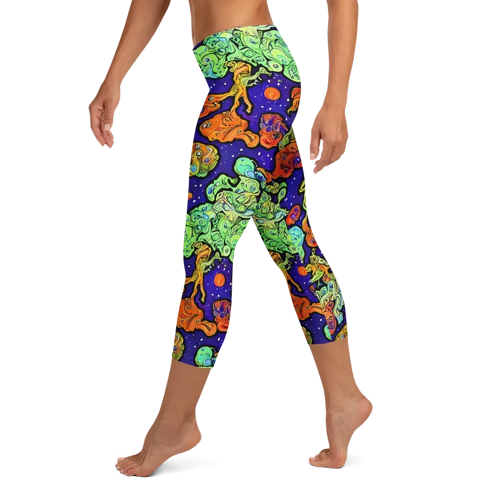 Midnight Reef on Capri Leggings — Left