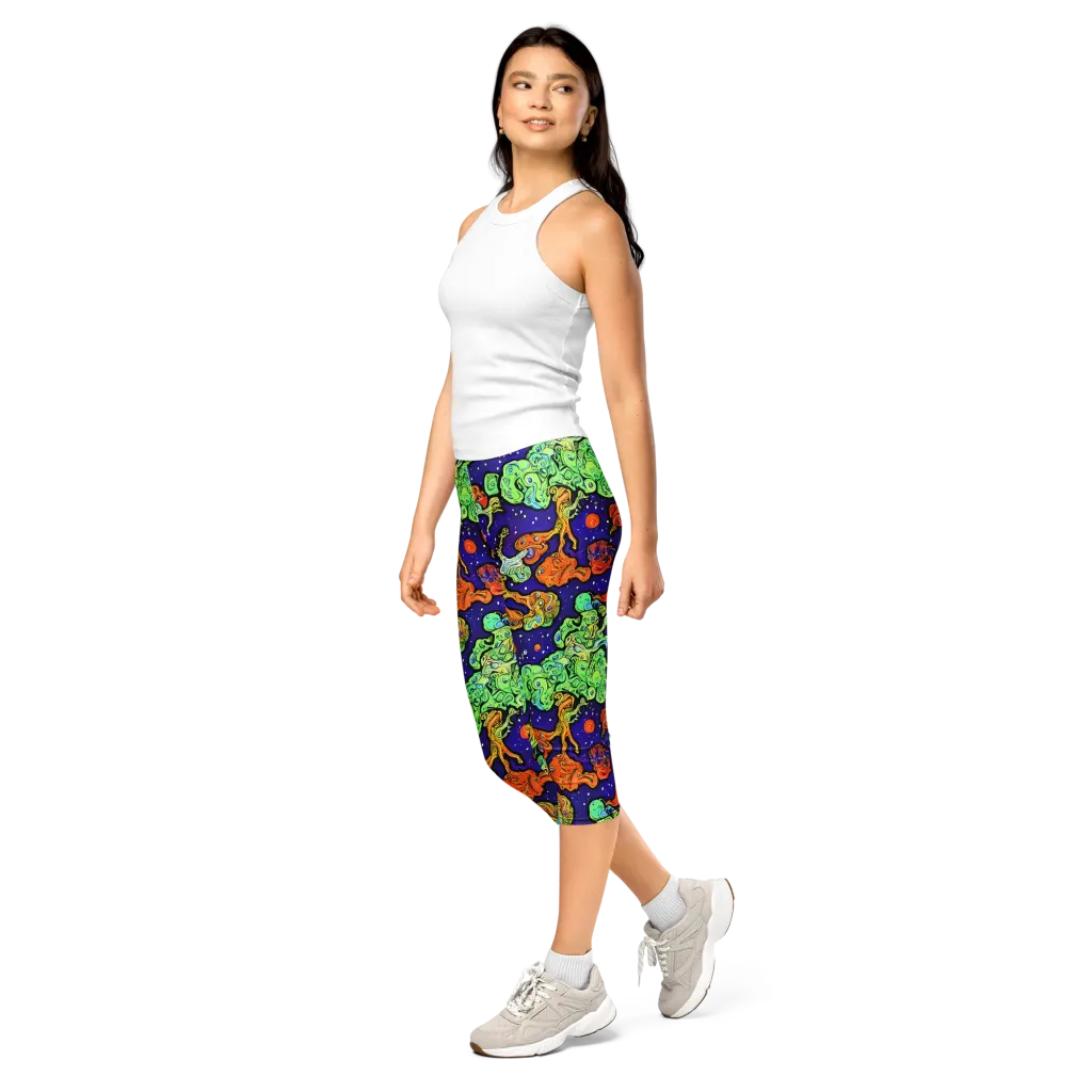 Midnight Reef on Capri Leggings — Left Front