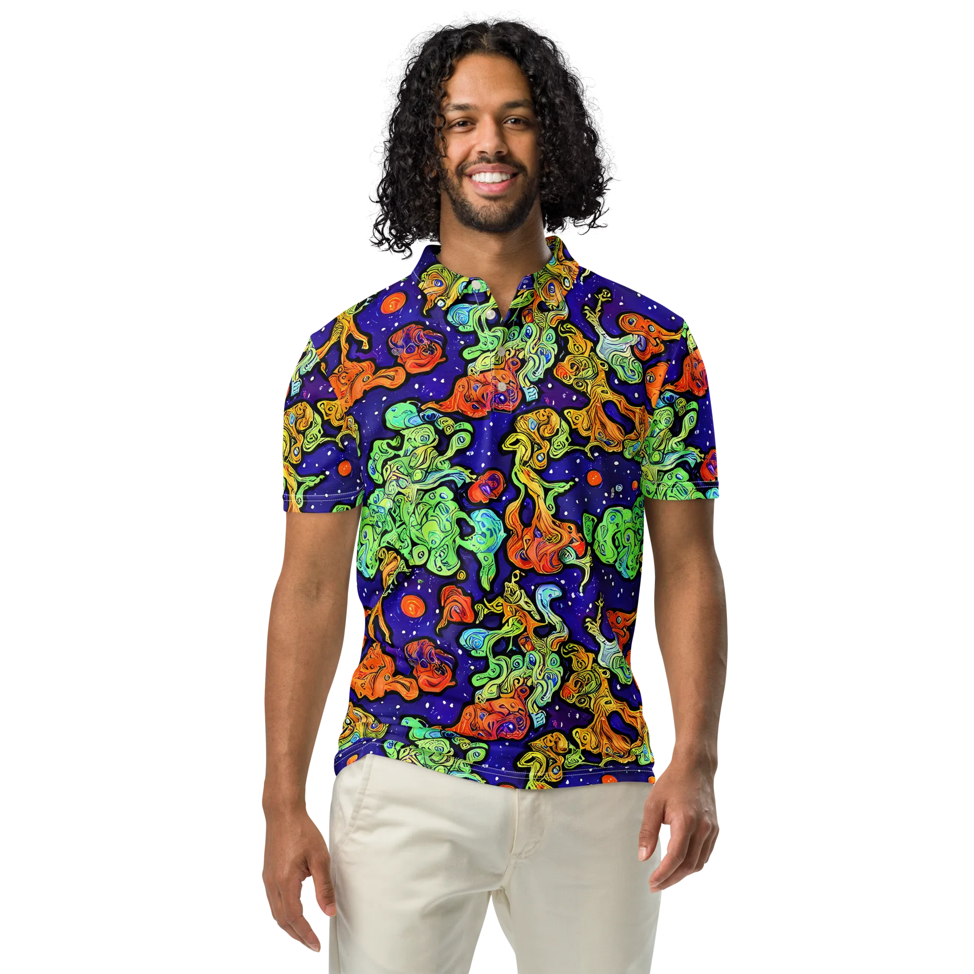 Midnight Reef on Men's Slim Fit Polo Shirt — Front